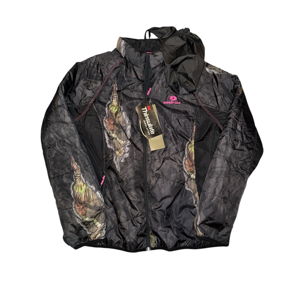 Mossy Oak Insulated Jacket Womens XL Black Pink Eclipse Camo Thinsulate NWT